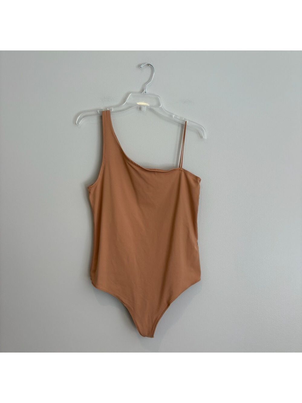 Abercrombie & Fitch Soft A&F Collection One Shoulder Bodysuit Tan Size L
